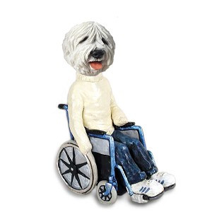 Old English Sheepdog Wheelchair Doogie Collectible Dog Figurine