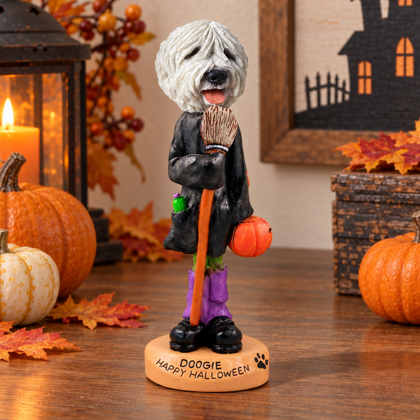 Old English Sheepdog Happy Halloween Doogie Collectible Dog Figurine