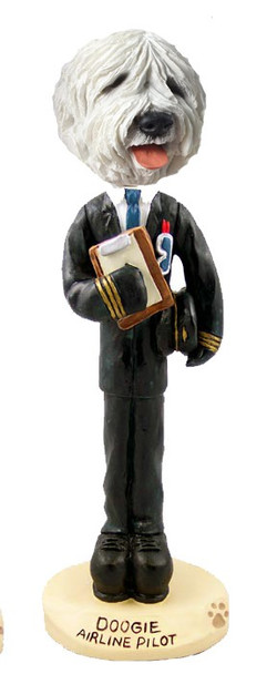Old English Sheepdog Airline Pilot Doogie Collectible Dog Figurine