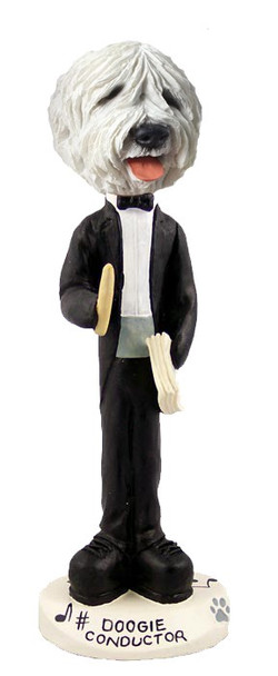 Old English Sheepdog Conductor Doogie Collectible Dog Figurine