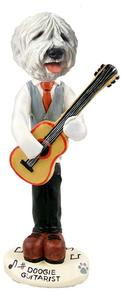 Old English Sheepdog Guitarist Doogie Collectible Dog Figurine