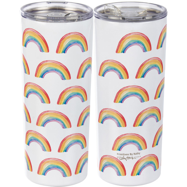 Stainless Steel Coffee Tumbler Thermos With Led - Rainbow Pattern Design 20 Oz from Primitives by Kathy