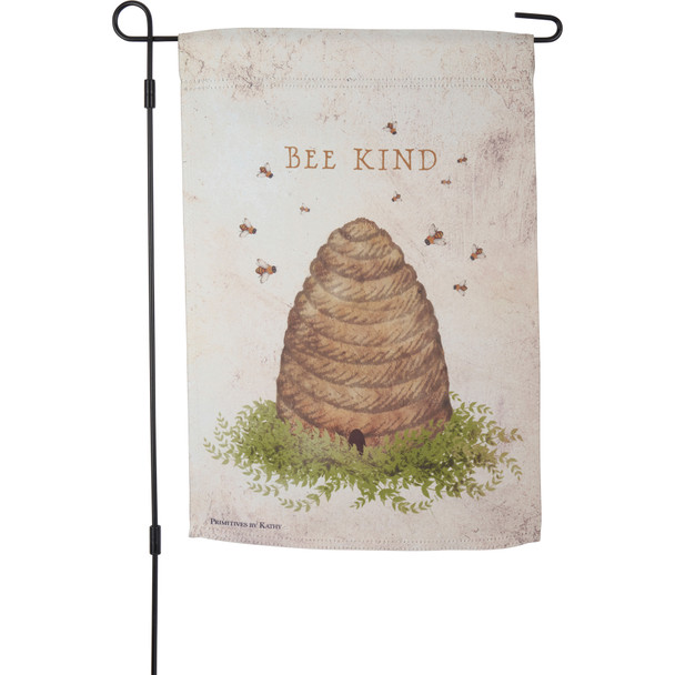 Decorative Double Sided Polyester Garden Flag - Bee Kind Beehive Design 12x18 from Primitives by Kathy