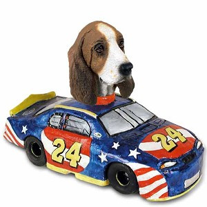 Basset Hound Race Car Doogie Collectible Dog Figurine