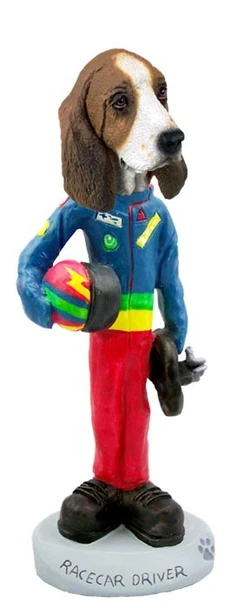 Basset Hound Racecar Driver Doogie Collectible Dog Figurine