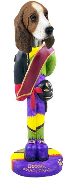 Basset Hound Mardi Gras Doogie Collectible Dog Figurine