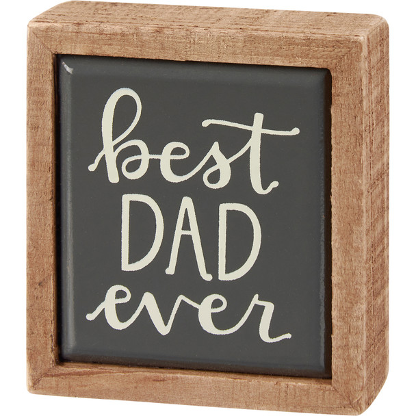 Decorative Wooden Box Sign Decor - Best Dad Ever - Hand Illustrated Design 2.75 Inch from Primitives by Kathy