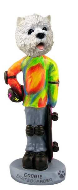 West Highland White Terrier Skateboarder Doogie Collectible Dog Figurine