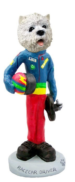 West Highland White Terrier Racecar Driver Doogie Collectible Dog Figurine