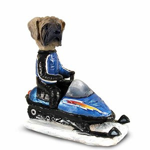 Mastiff Snowmobile Doogie Collectible Dog Figurine