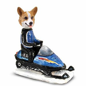 Pembroke Welsh Corgi Snowmobile Doogie Collectible Dog Figurine