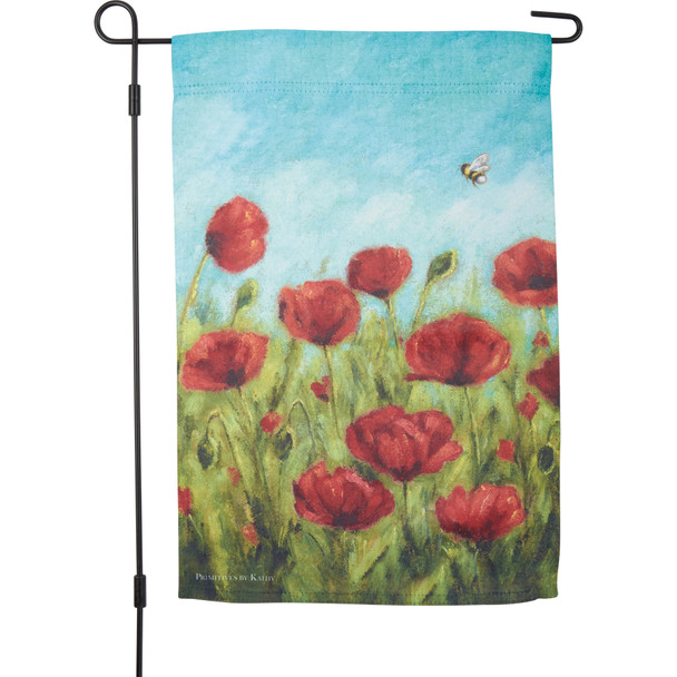 Decorative Double Sided Polyester Garden Flag - Colorful Red Flower Poppies Design 12x18 from Primitives by Kathy