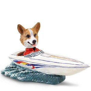 Pembroke Welsh Corgi Motorboat Doogie Collectible Dog Figurine