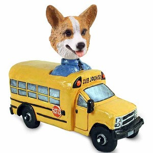 Pembroke Welsh Corgi School Bus Doogie Collectible Dog Figurine