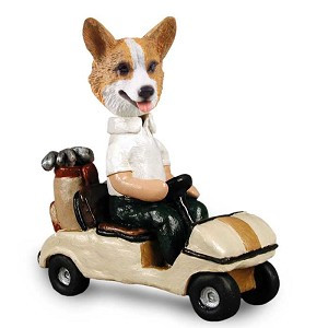 Pembroke Welsh Corgi Golf Cart Doogie Collectible Dog Figurine