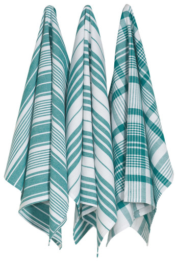 Bali Blue Jumbo Jumbo Striped Cotton Kitchen Dish Towels Set of 3 from Now  Designs - Cherryland Sales