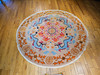 Art Deco Style Chinese Round Rug with Dragon and Rooster Designs in Beige, Blue,  Pink, The Persian Knot, SKU 1935