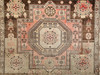 Early 20th Century Square Size Turkish Oushak in Geometric Pattern in Chocolate, Tan, pink, The Persian Knot, SKU 1957