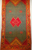 Vintage Moroccan Rug in a Open Field Design in Aqua Blue/Green and Saffron Yellow/Orange Colors 1485, 3’ 5” x 6’ 3”, 3rd Quarter of the 1900s, The Persian Knot