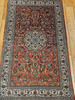 Vintage Turkish Silk Hereke Area Rug in Garden Pattern in Burgundy, Ivory, Blue, Green, The Persian Knot, SKU 1860