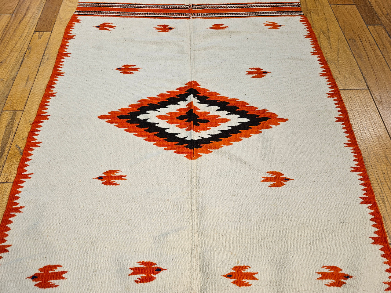 新品　MEXICICAN SARAPE RUG メキシカンラグ　red Vintage Serape Saltillo Kilim Rug, Handwoven Wool, Mid-20th