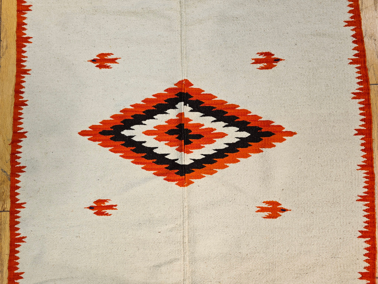 Vintage Serape Saltillo Kilim Rug, Handwoven Wool, Mid-20th