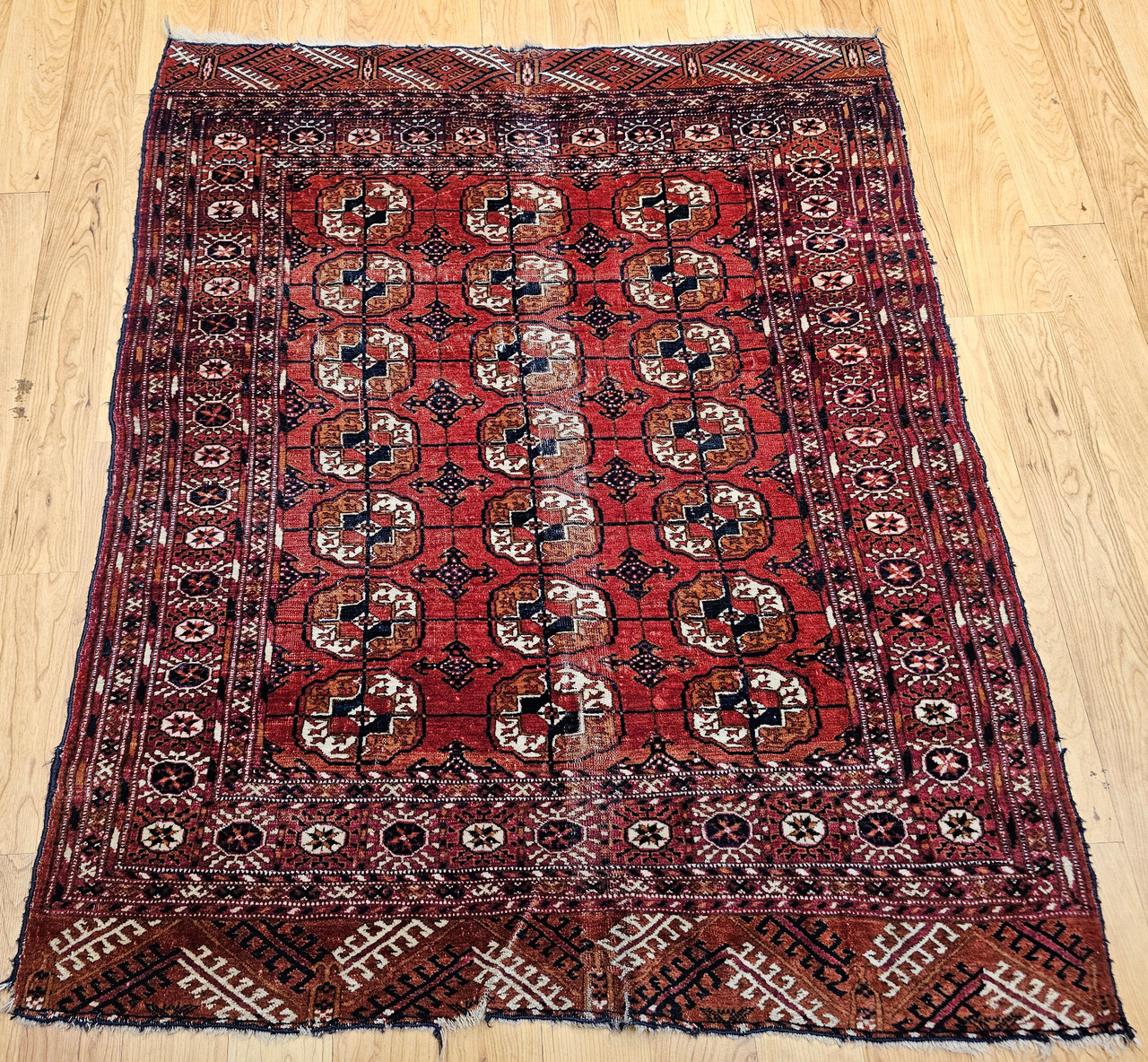 Antique Turkmen Tekke Rug 4x4 | Near Square Gul