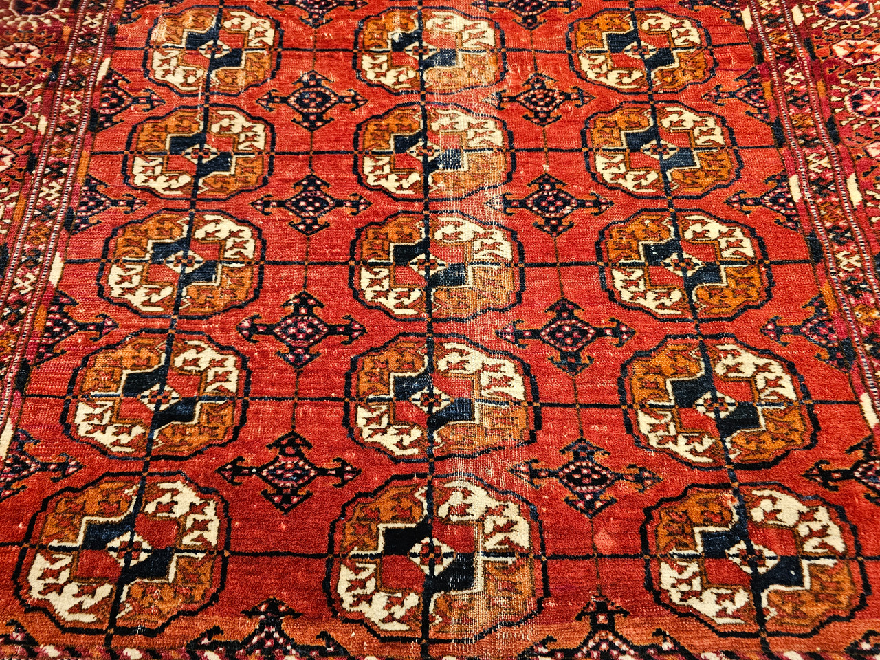 Antique Turkmen Tekke Rug 4x4 | Near Square Gul