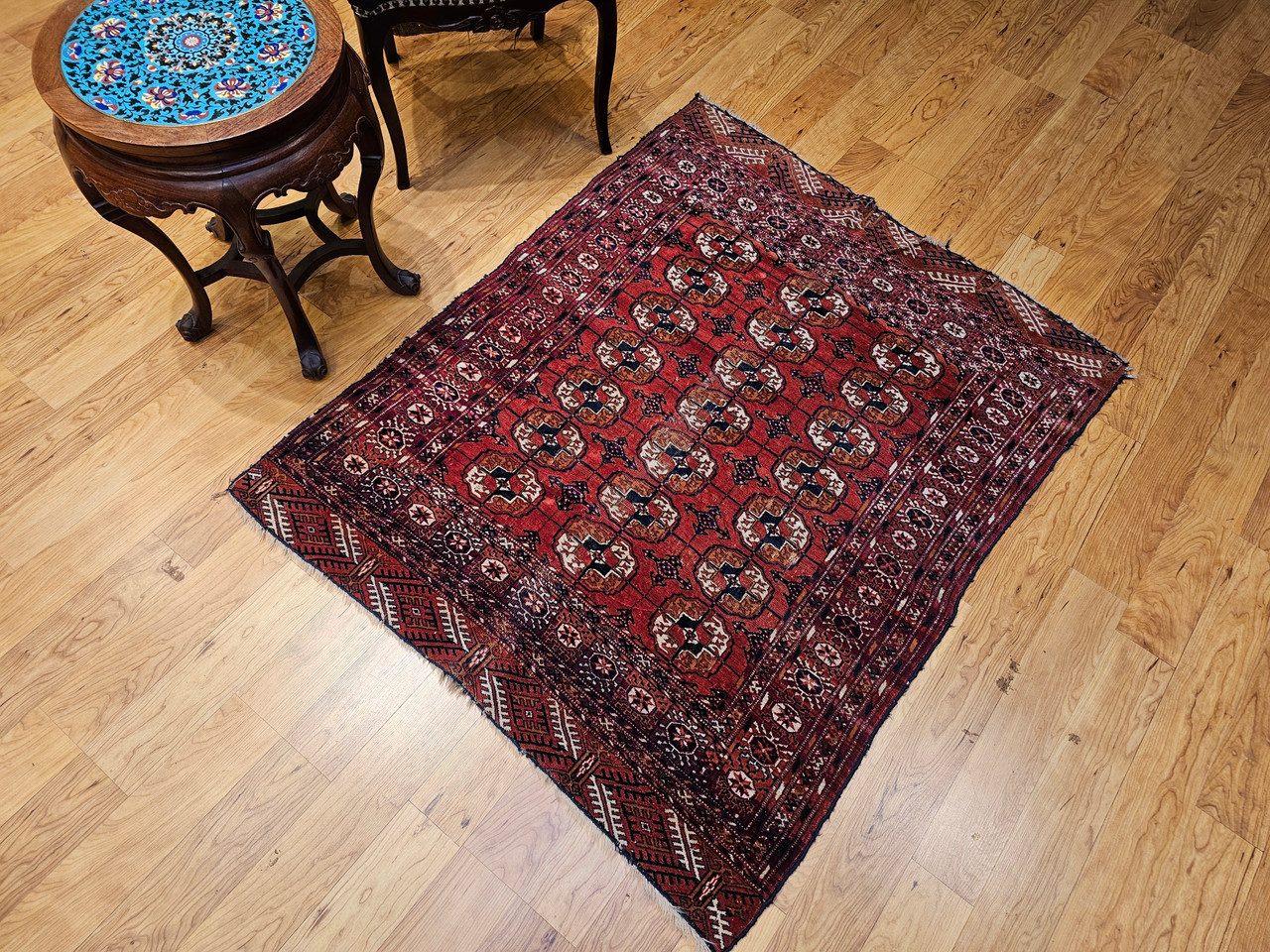 Antique Turkmen Tekke Rug 4x4 | Near Square Gul