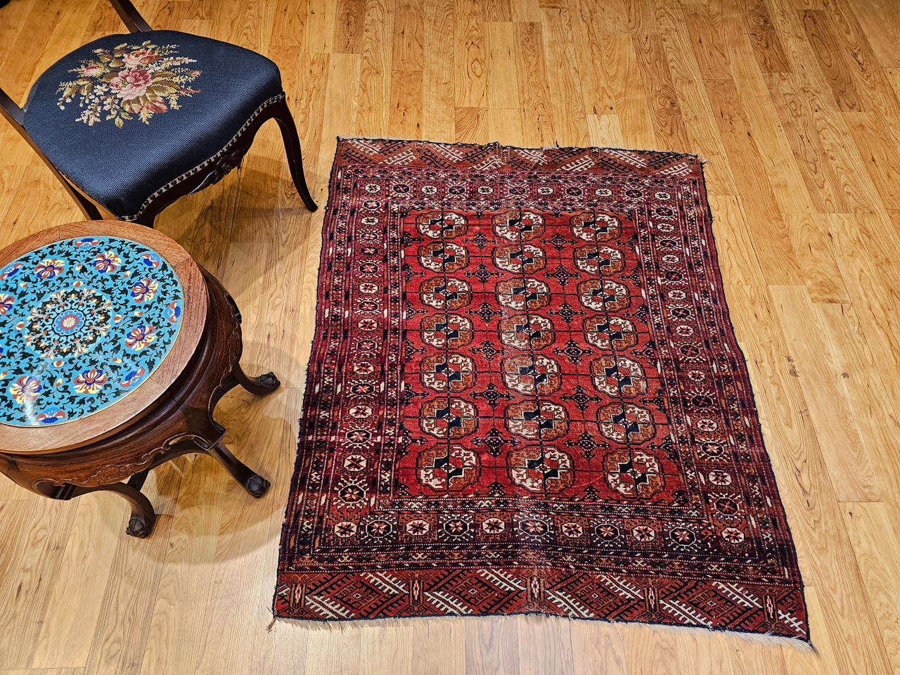 Antique Turkmen Tekke Rug 4x4 | Near Square Gul
