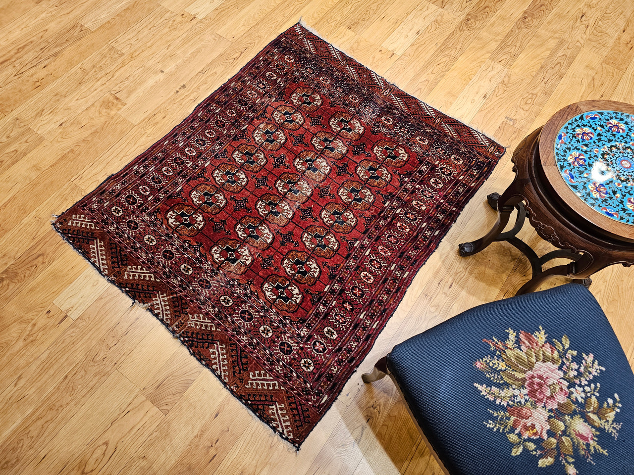 Antique Turkmen Tekke Rug 4x4 | Near Square Gul