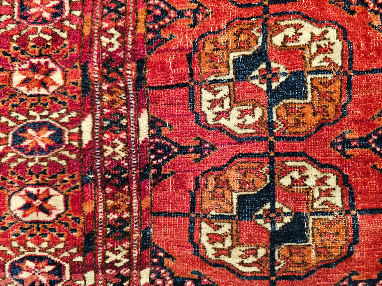 Antique Turkmen Tekke Rug 4x4 | Near Square Gul