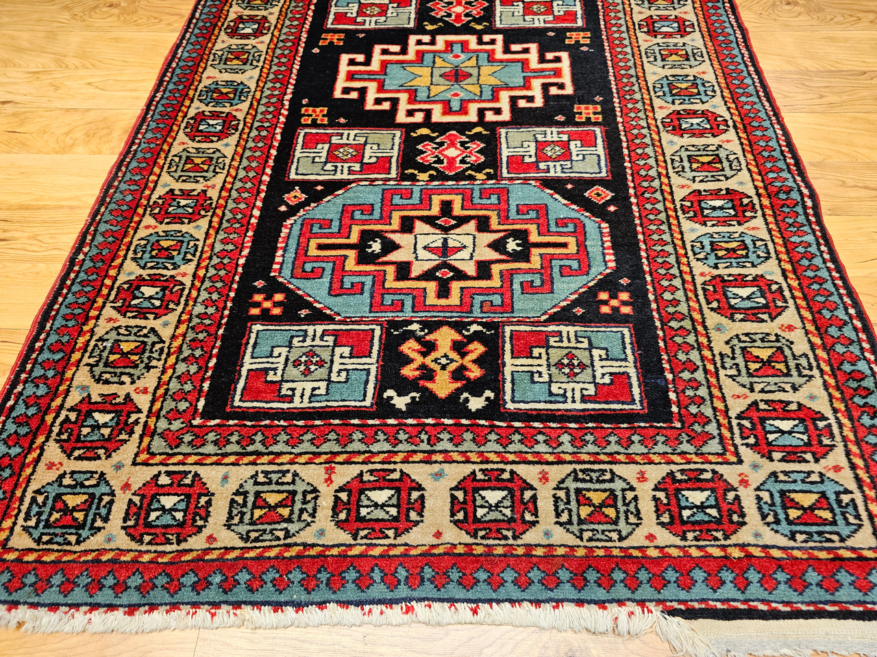 Vintage Persian Kurdish Rug 3x5 | Kazak Style Medallion