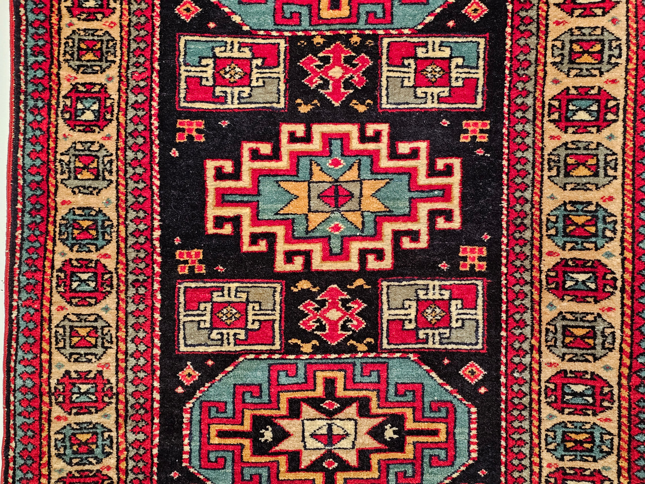 Vintage Persian Kurdish Area Rug, Handwoven Geometric Pattern