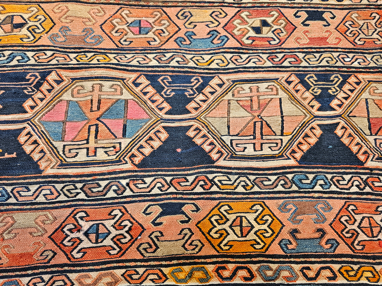 Antique Tribal Shahsavan Soumak Mafrash Panel, Handwoven Wool