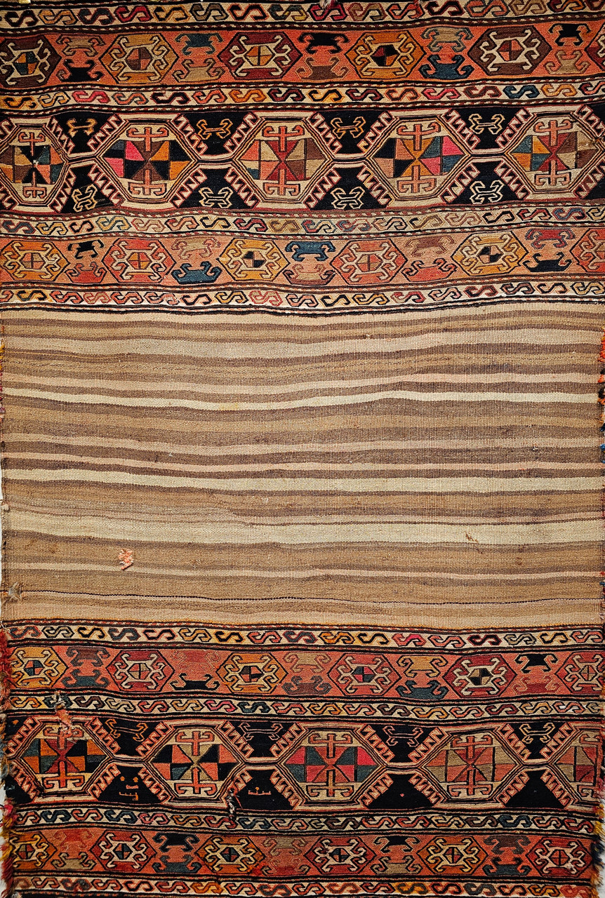 Antique Tribal Shahsavan Soumak Mafrash Panel, Handwoven Wool