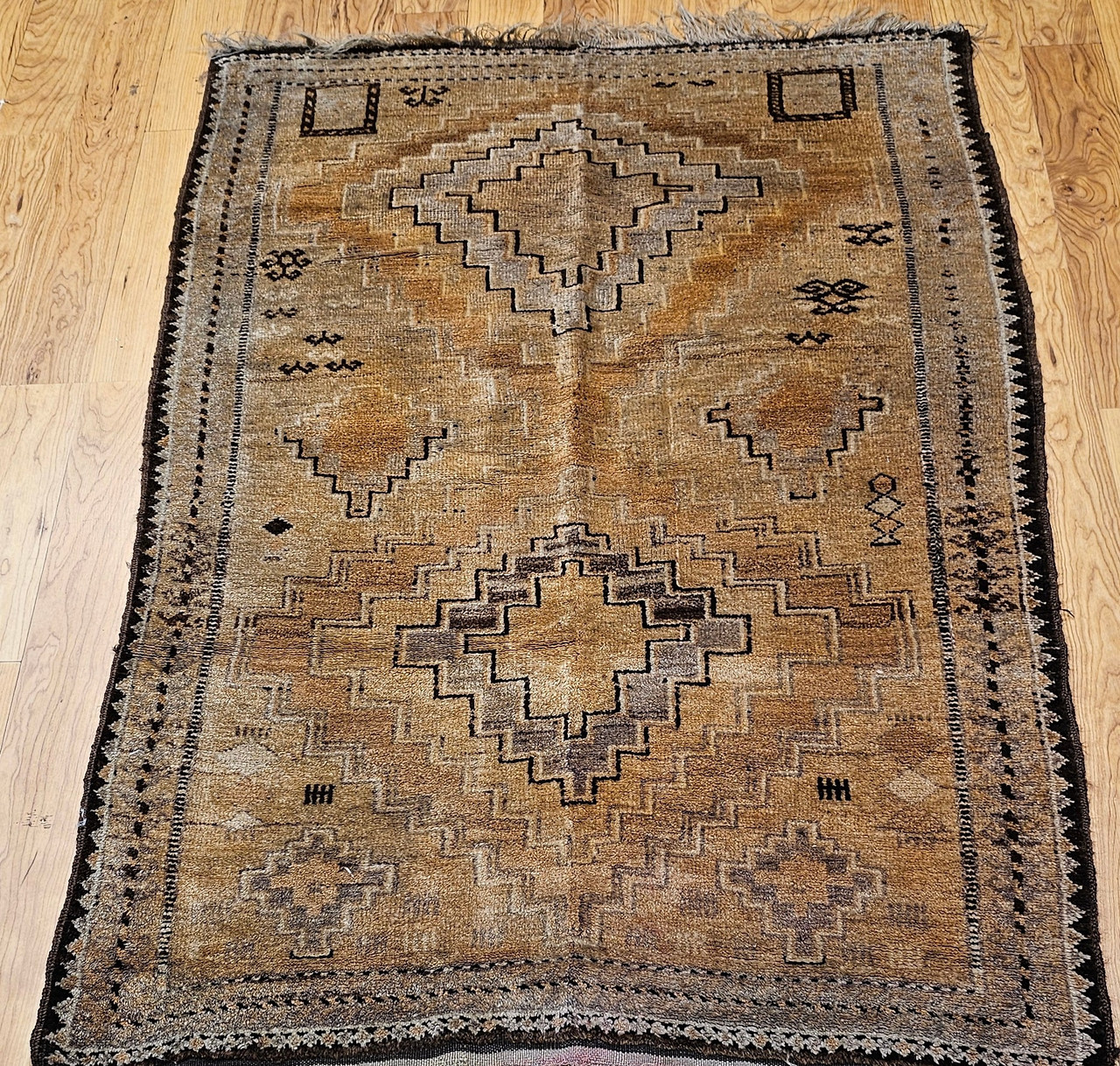 Vintage Moroccan Tribal Rug, Hand-Knotted Wool, Geometric Pattern