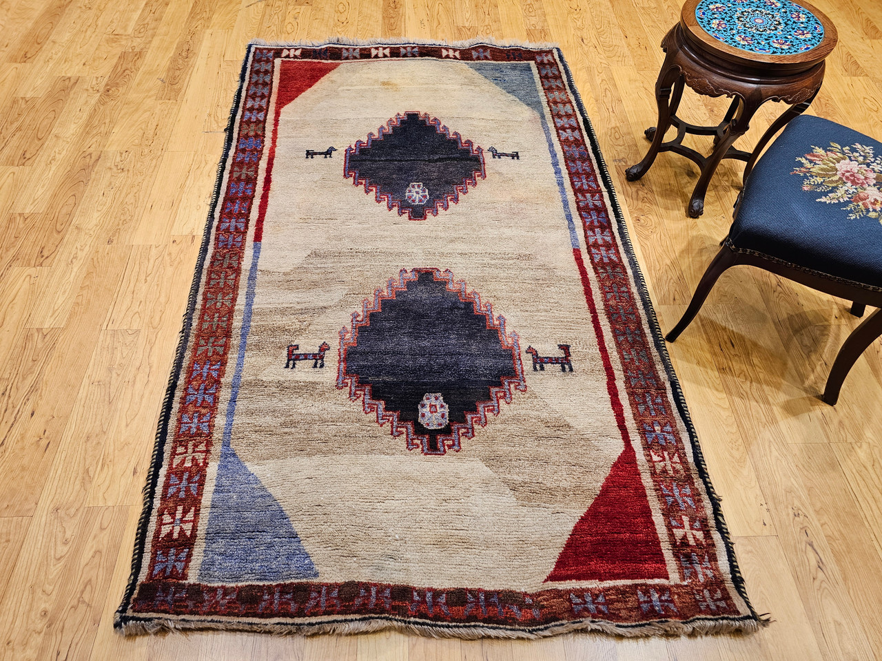 Vintage Persian Gabbeh Tribal Rug, Hand-Knotted Wool, Minimalist