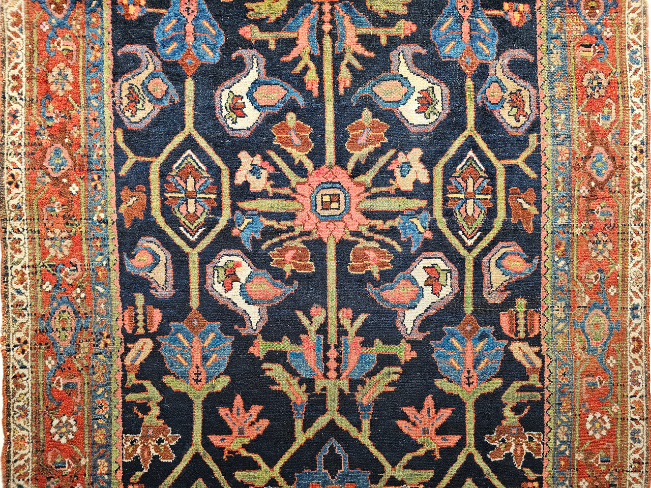 Antique Mahal Sultanabad Rug 4x7 | Ziegler Style Navy