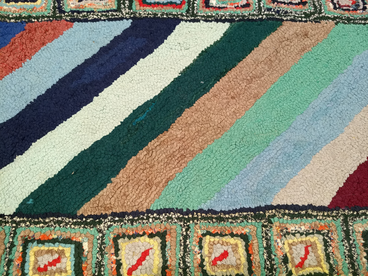 Antique American Hooked Rug 2x3 | Folk Art Floral