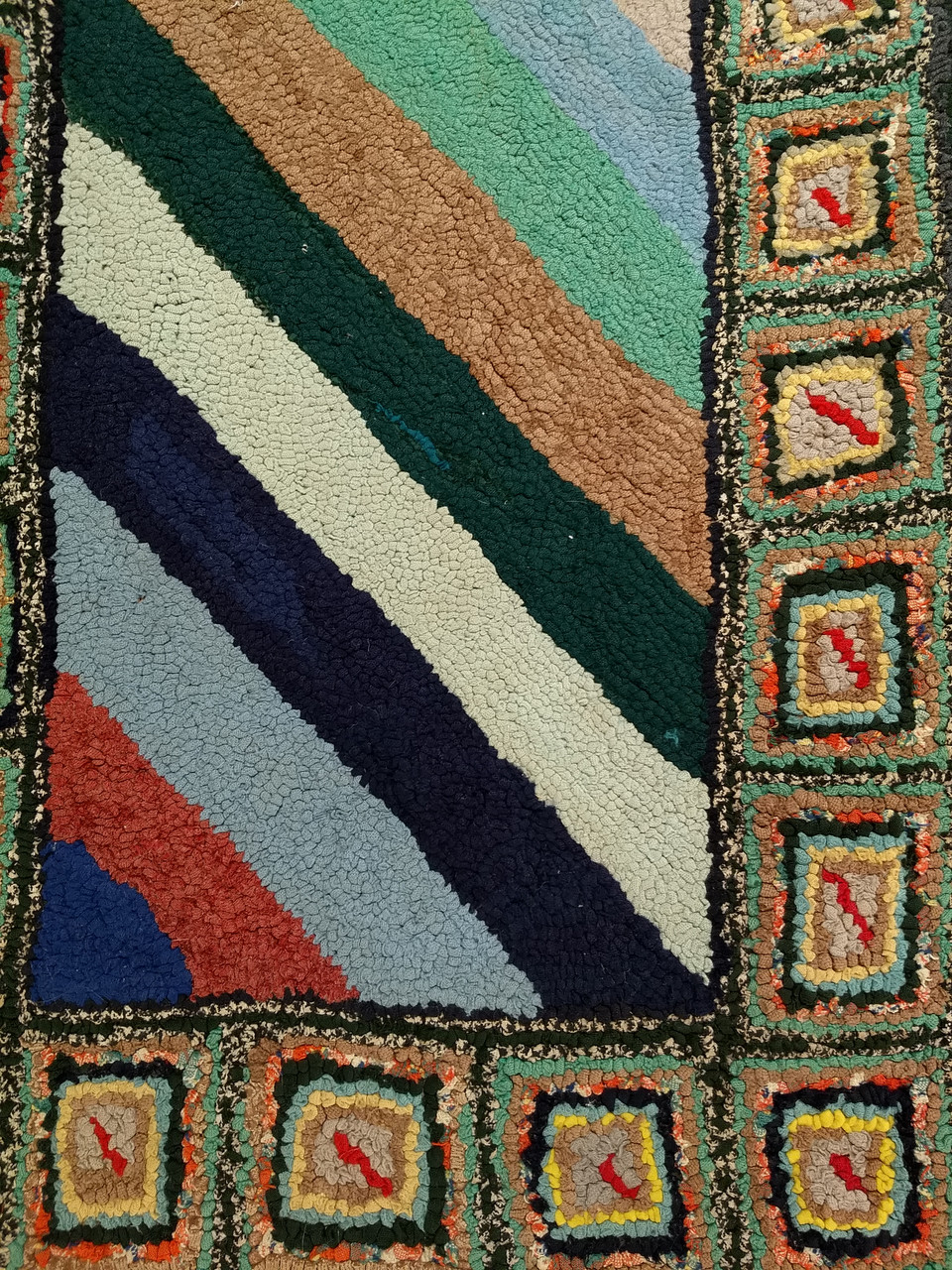 ⌘ antique 絨毯　③ ⌘ Antique American Hooked Rug 2x3 | Folk Art Floral
