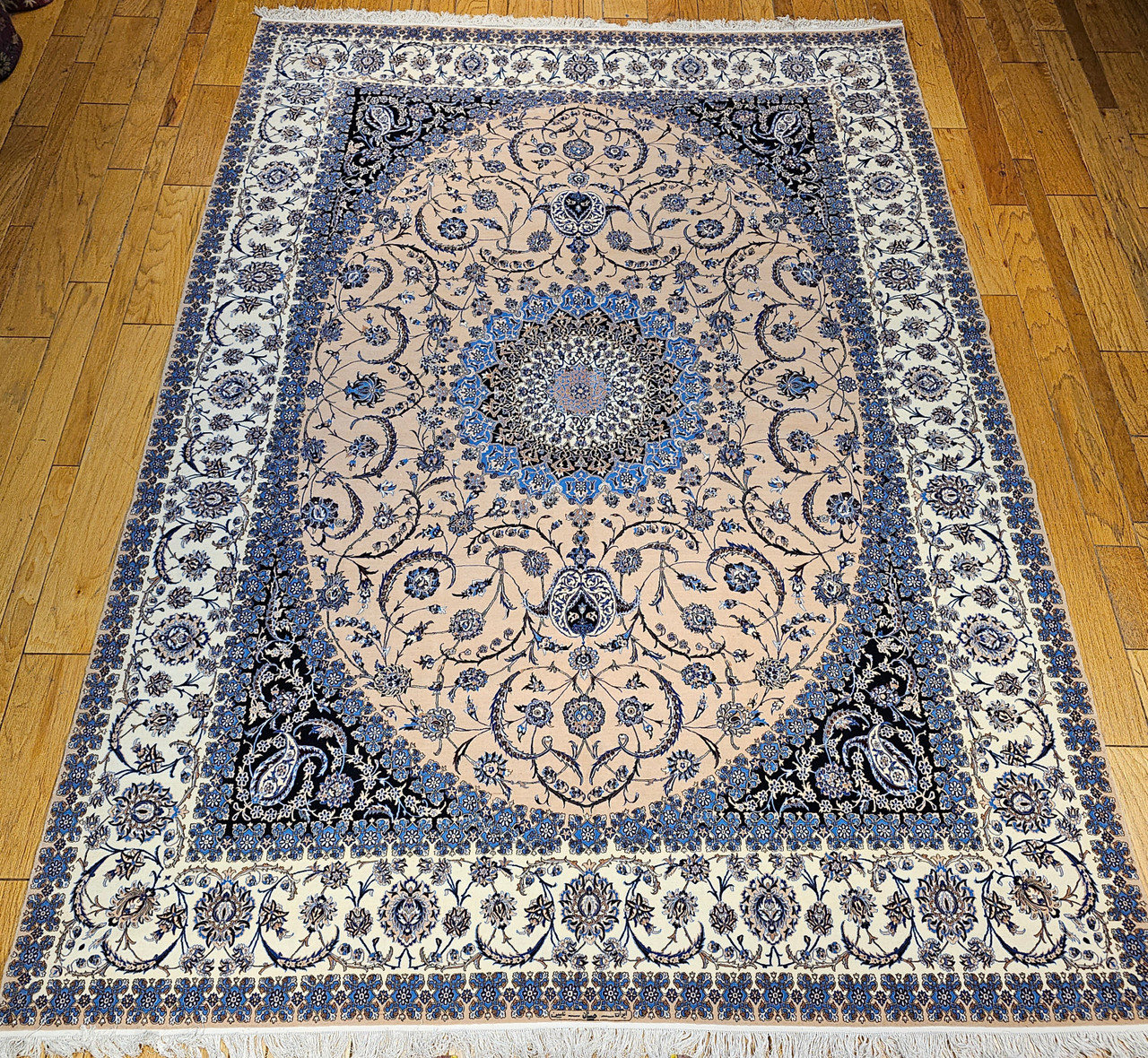 Antique Persian Nain Habibian Rug 6x9 | Silk Highlights