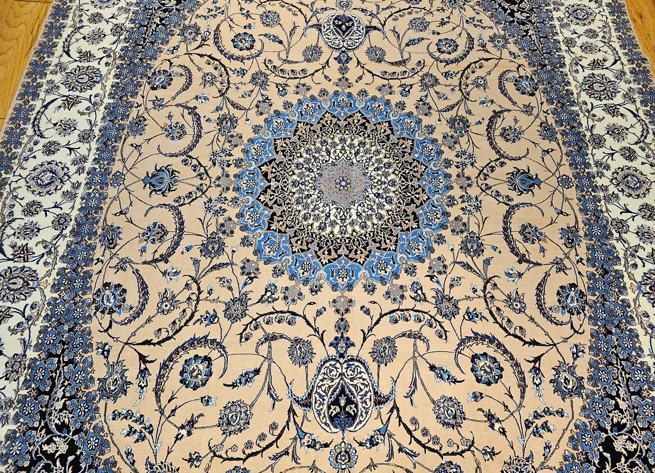 Antique Persian Nain Habibian Rug 6x9 | Silk Highlights