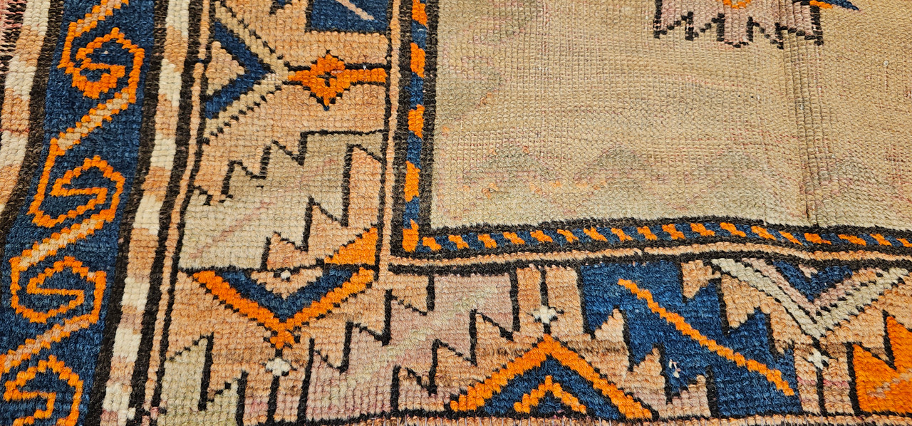 Antique Kurdish Camelhair Prayer Rug | Pistachio Border
