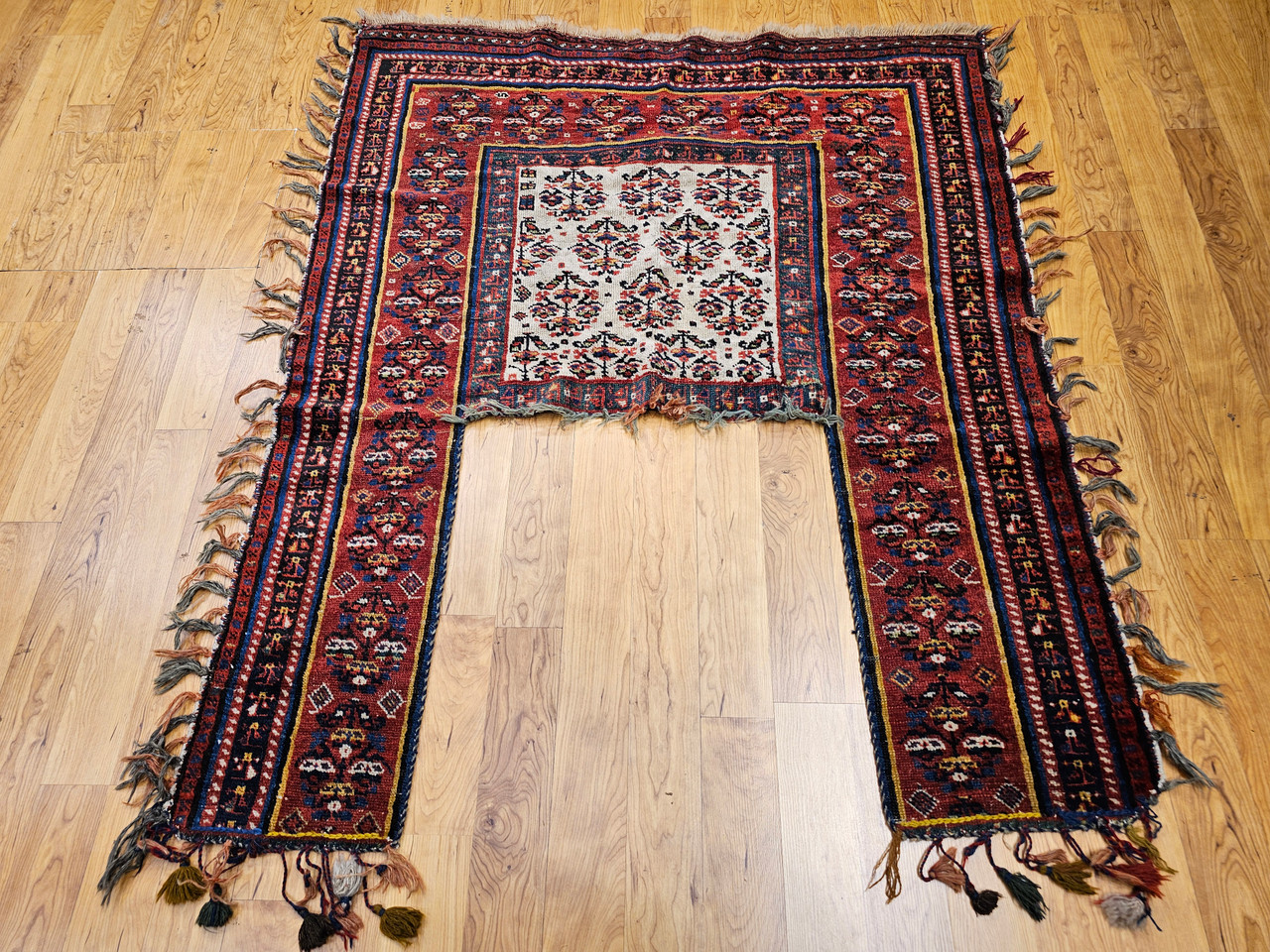 Antique Persian Kurdish Rug 4x5 | Tribal Geometric