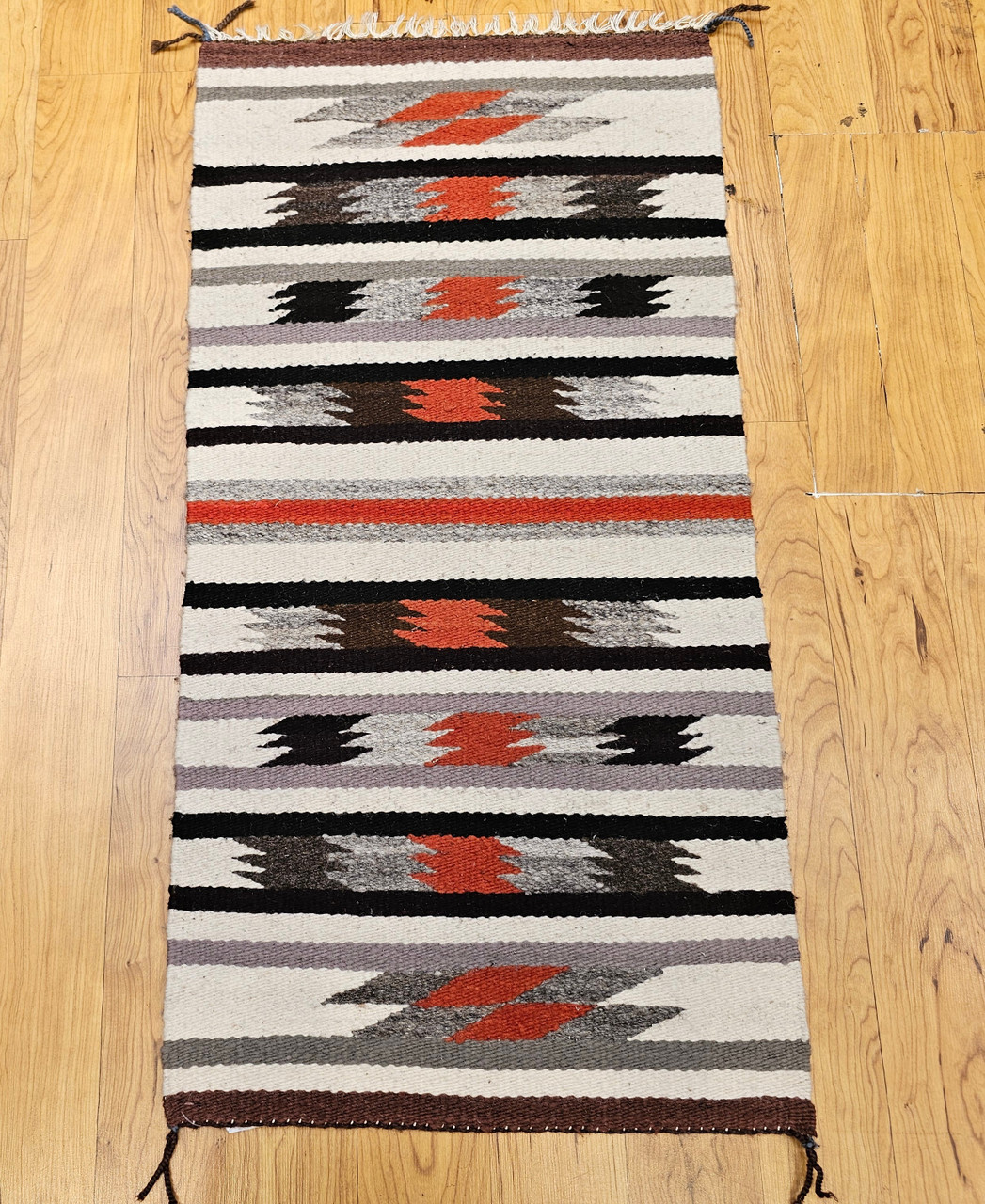 Antique Navajo Rug 1x3 | Geometric, Natural Dyes