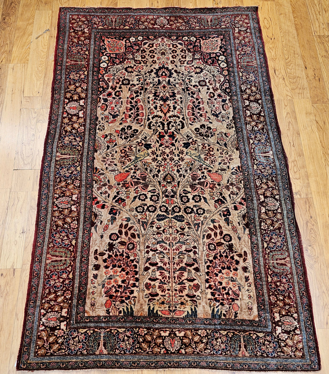Antique Persian Kashan Rug, Hand-Knotted Wool, Tree of Life Design