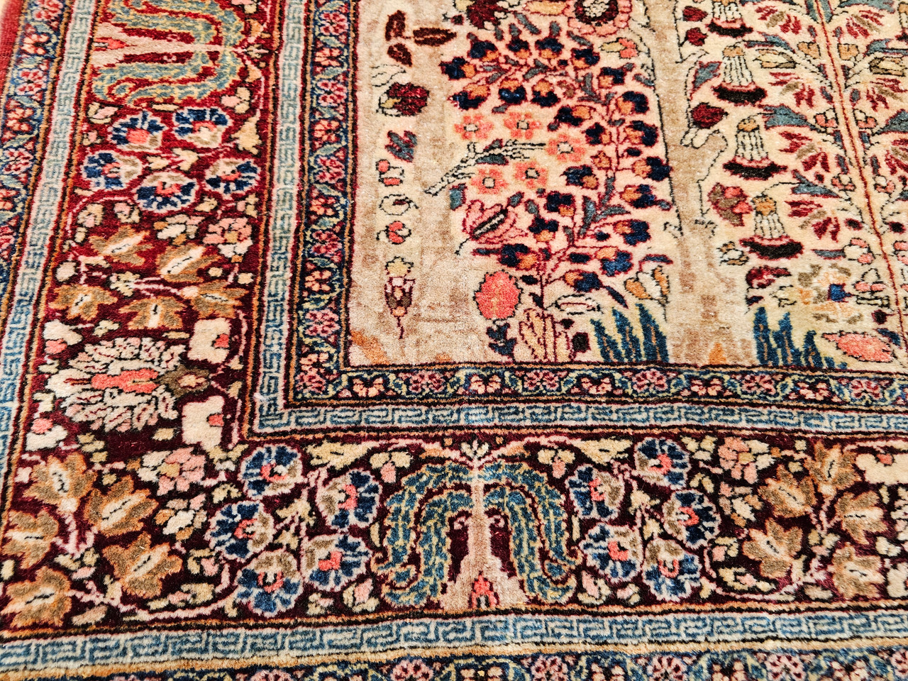 Antique Persian Kashan Rug, Hand-Knotted Wool, Tree of Life Design