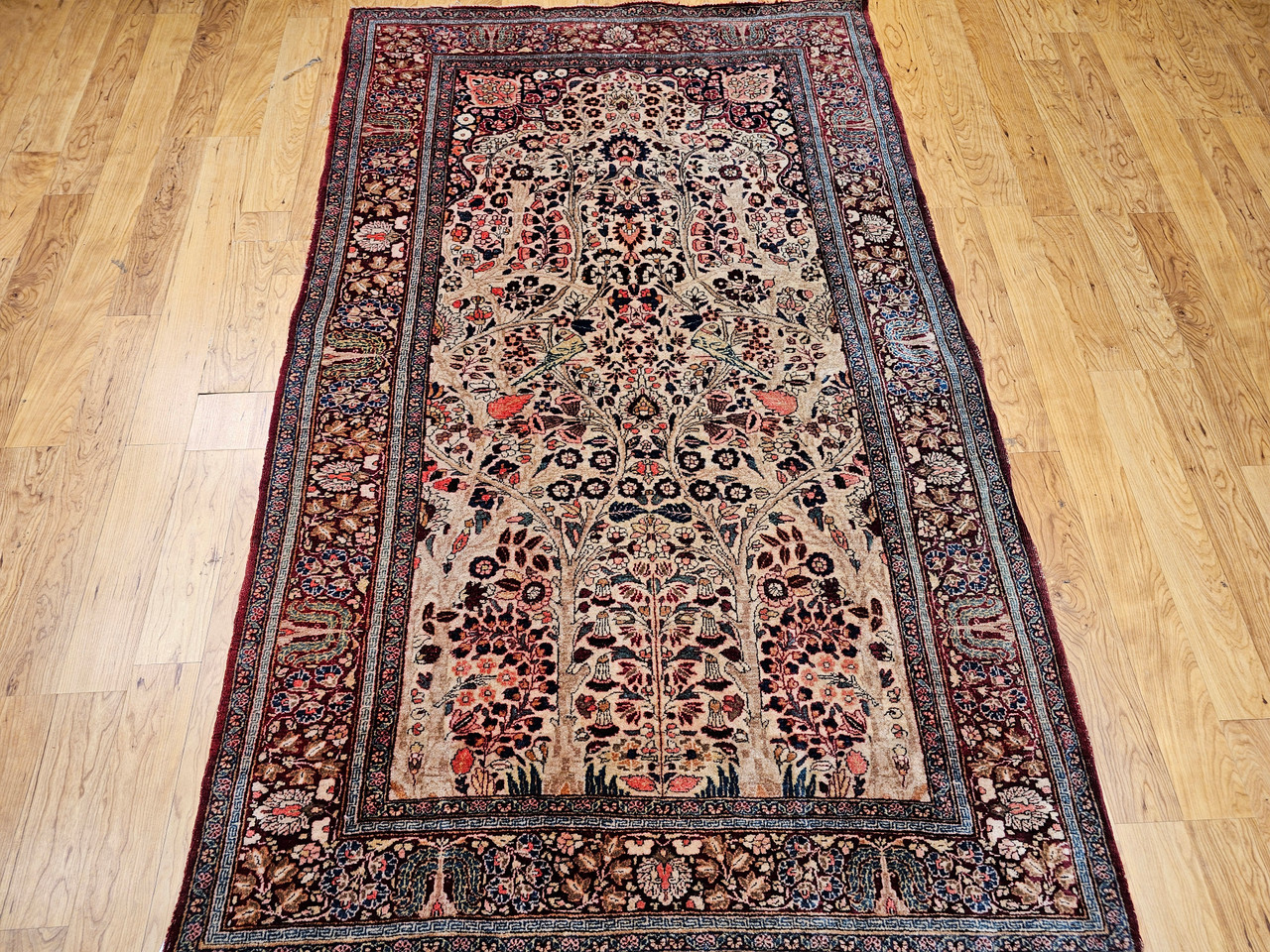 Antique Persian Kashan Rug, Hand-Knotted Wool, Tree of Life Design