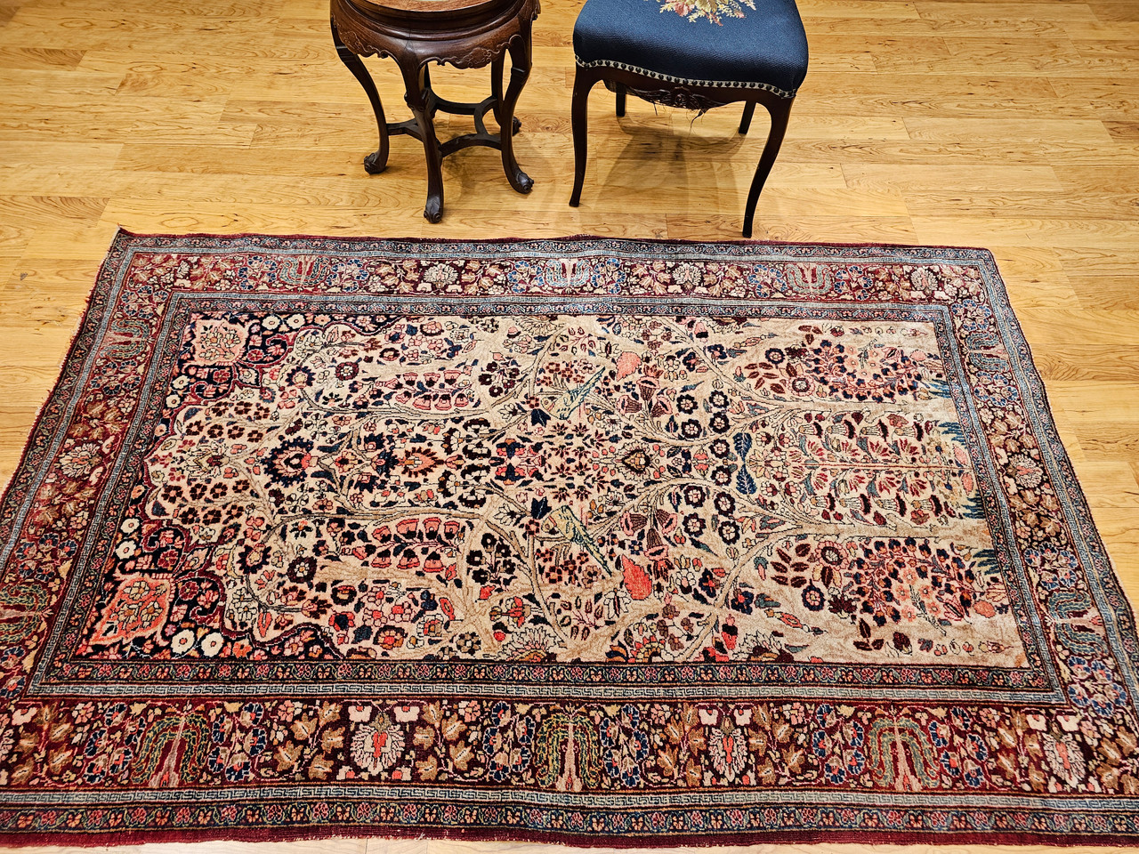 Antique Persian Kashan Rug, Hand-Knotted Wool, Tree of Life Design